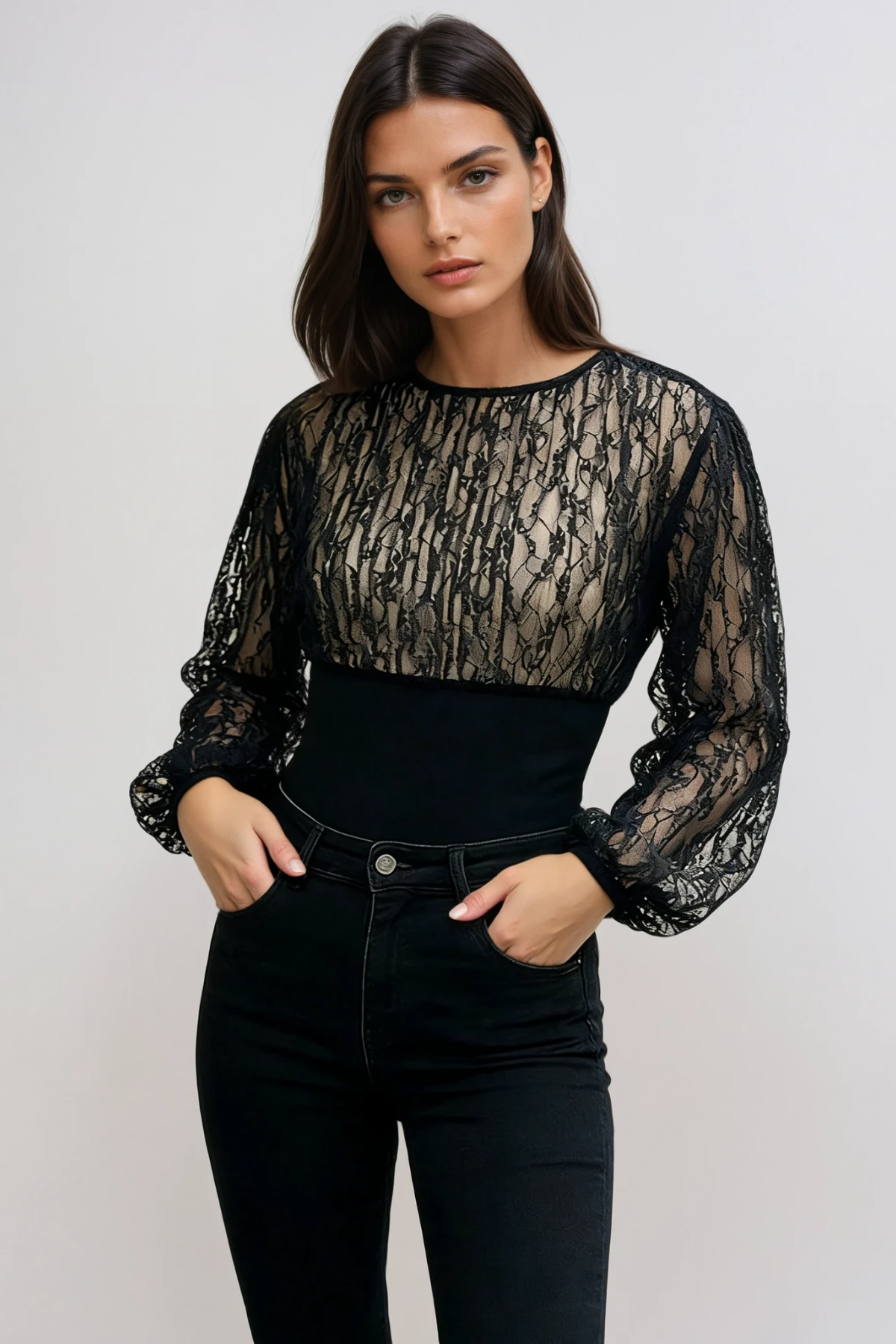 Fatimatou Long Sleeve Lace Top