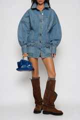 Faustina Balloon Sleeve Denim Mini Dress