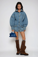 Faustina Balloon Sleeve Denim Mini Dress