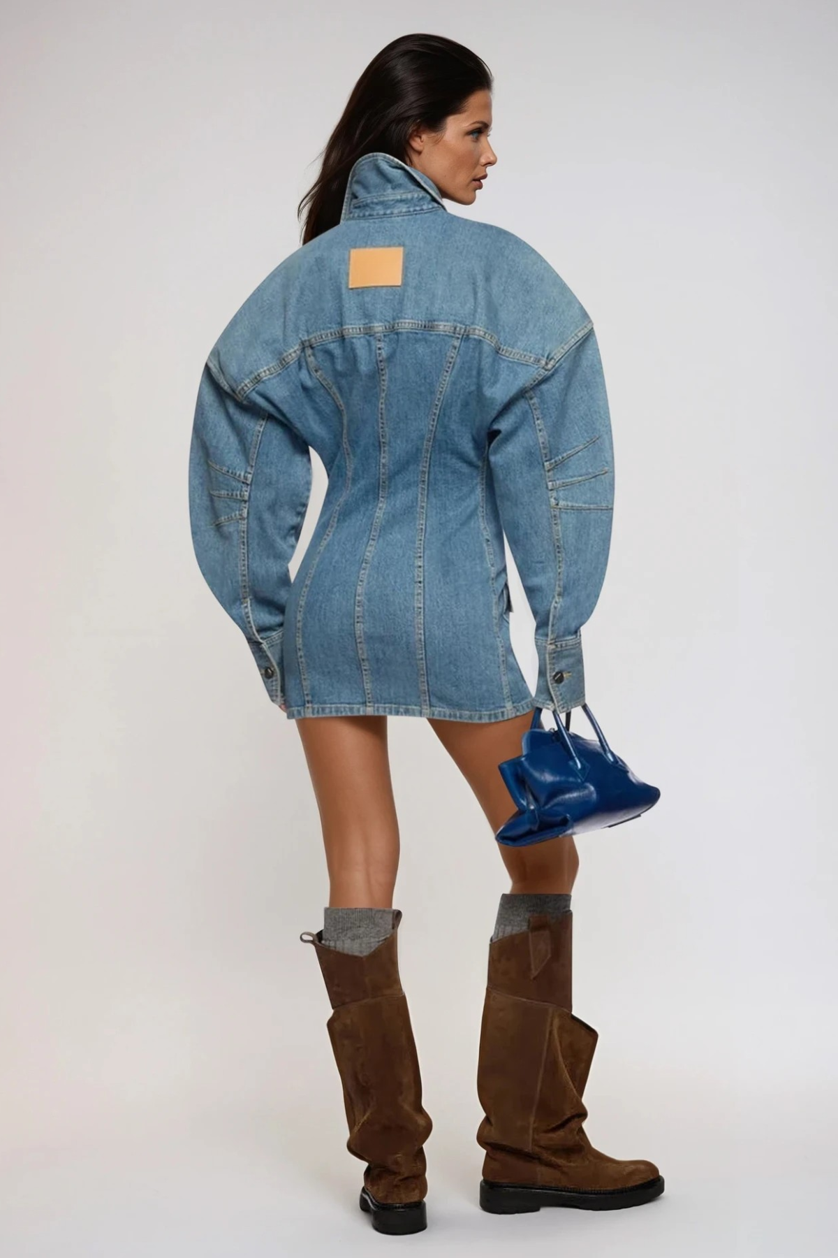 Faustina Balloon Sleeve Denim Mini Dress