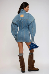 Faustina Balloon Sleeve Denim Mini Dress