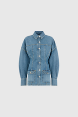 Faustina Balloon Sleeve Denim Mini Dress