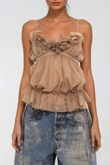 Fayez Spaghetti Ruffle Top