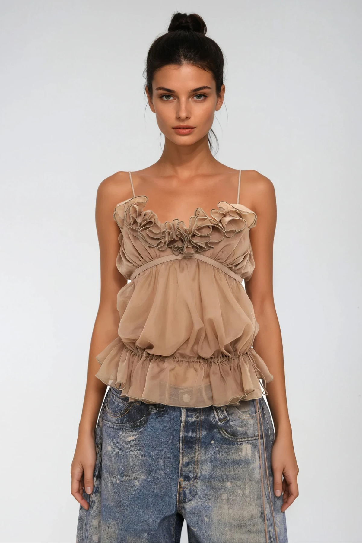 Fayez Spaghetti Ruffle Top