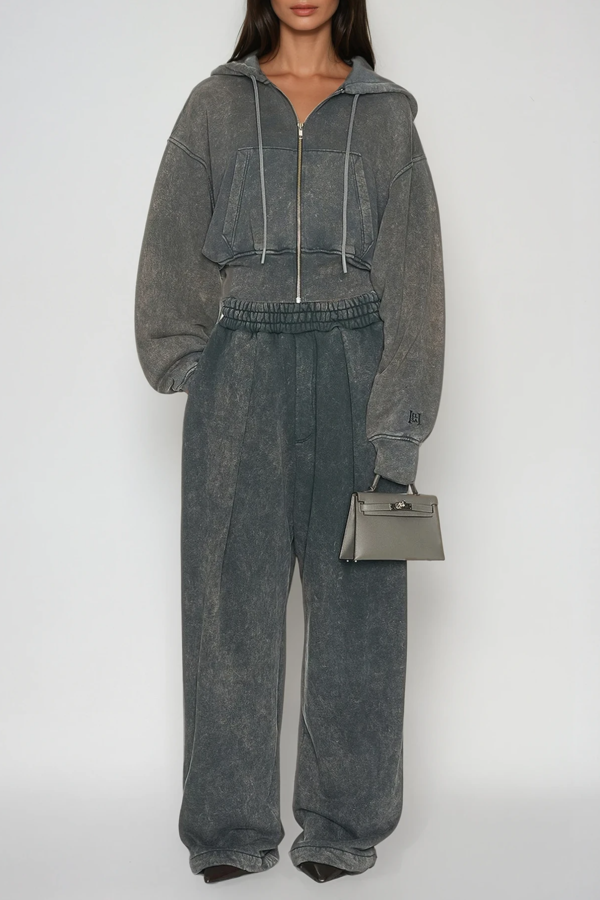 Fayruz Hooded Pants Set In Grey