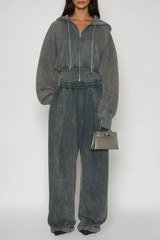 Fayruz Hooded Pants Set In Grey