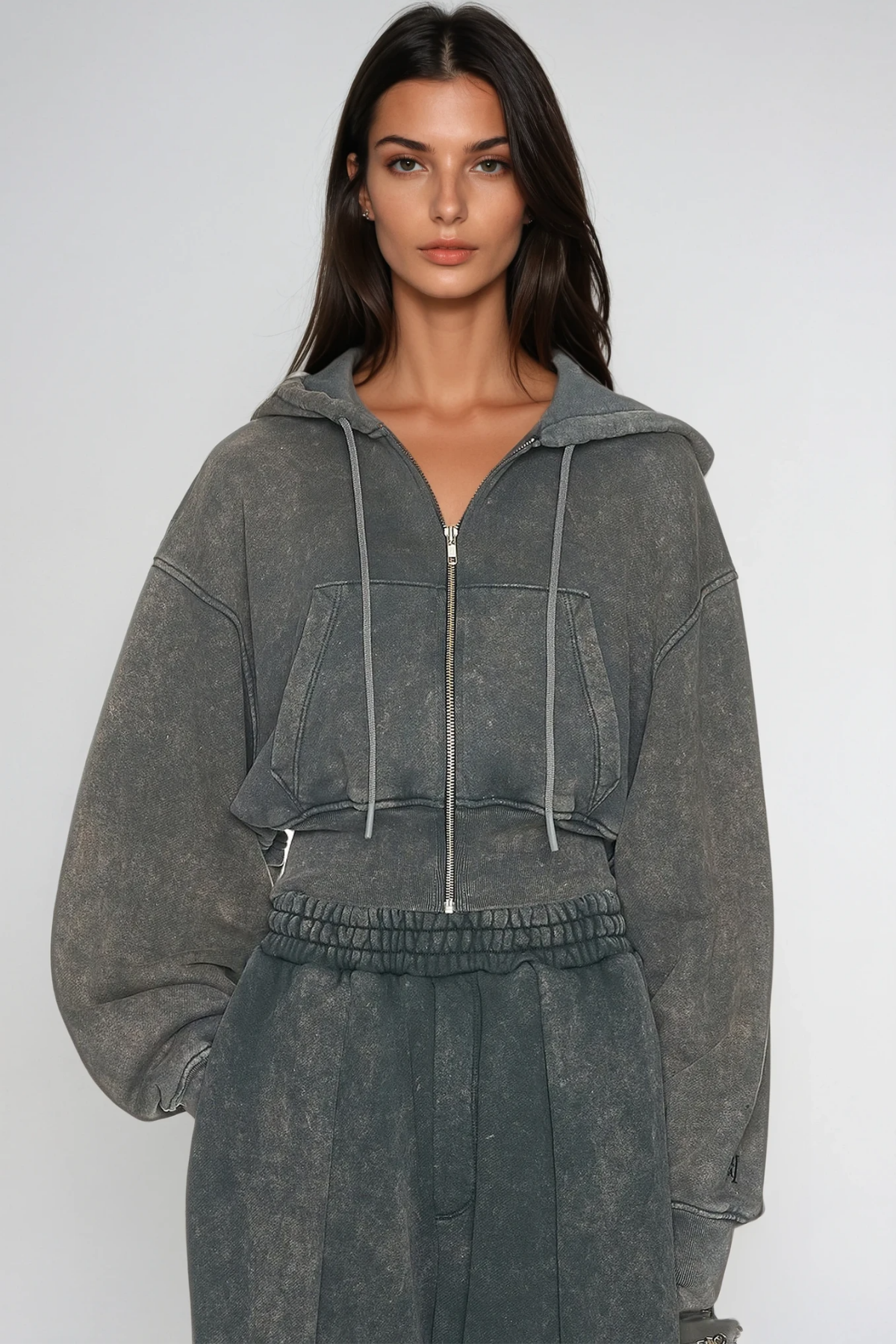 Fayruz Hooded Pants Set In Grey