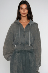 Fayruz Hooded Pants Set In Grey