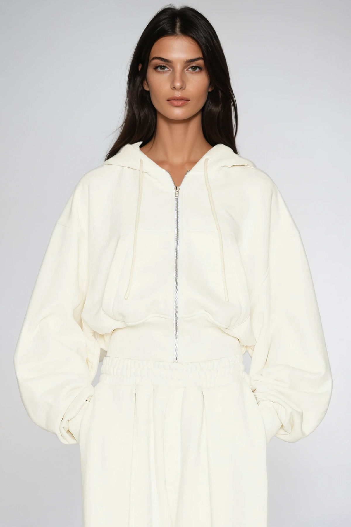 Fayruz Hooded Pants Set In White