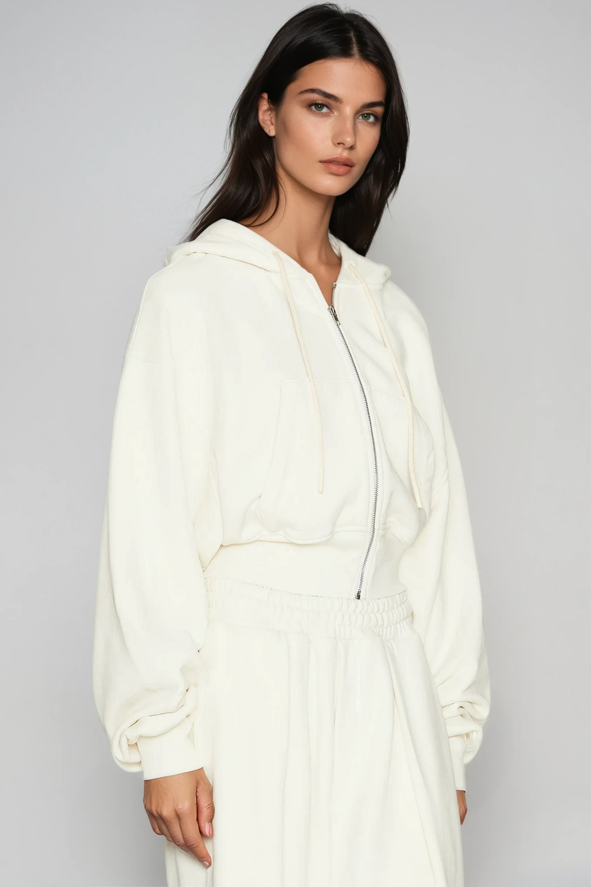 Fayruz Hooded Pants Set In White