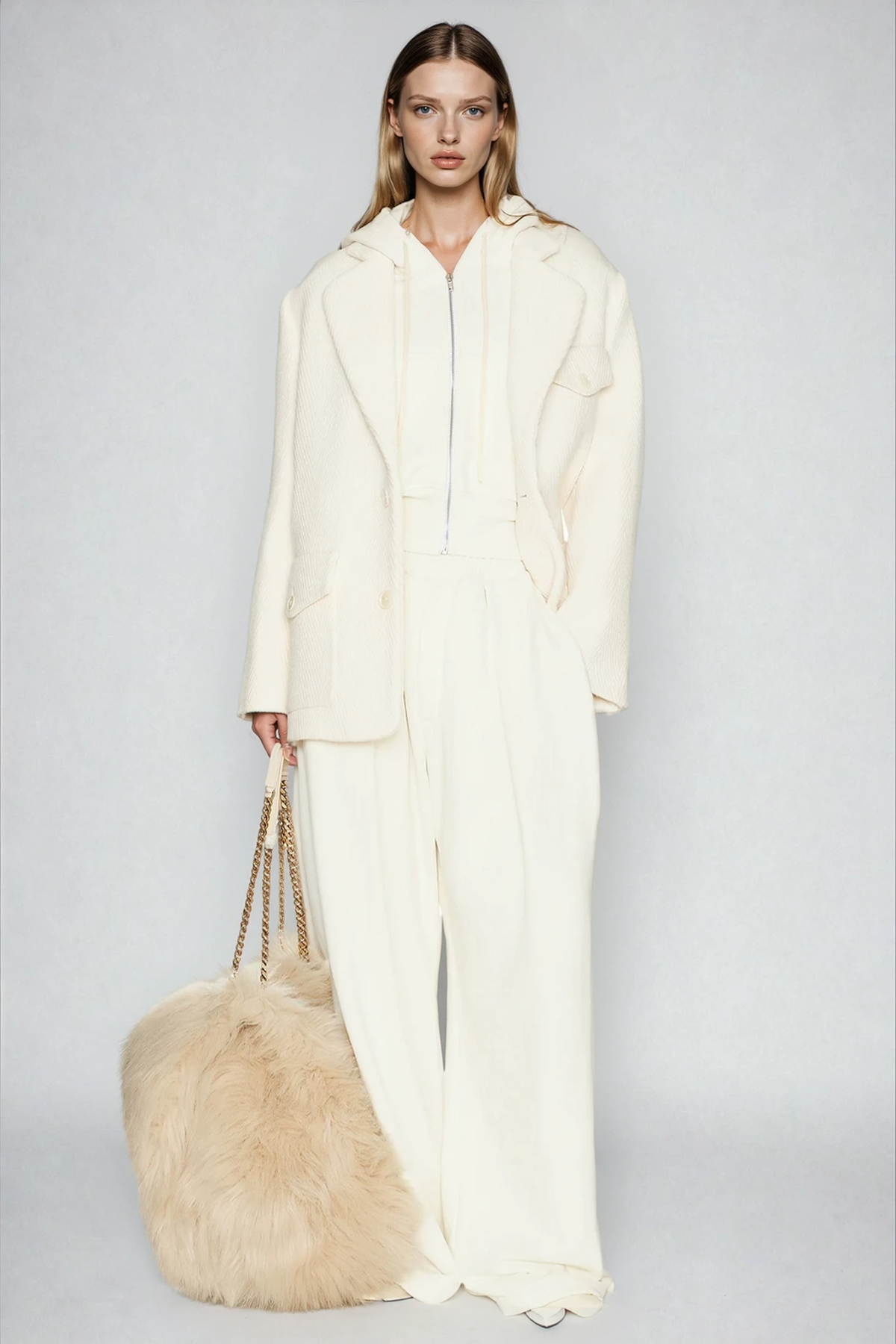 Fayruz Hooded Pants Set In White