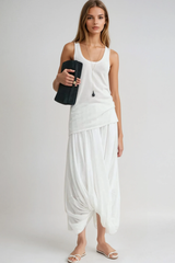 Fearghas Draped Twist Maxi Skirt In White