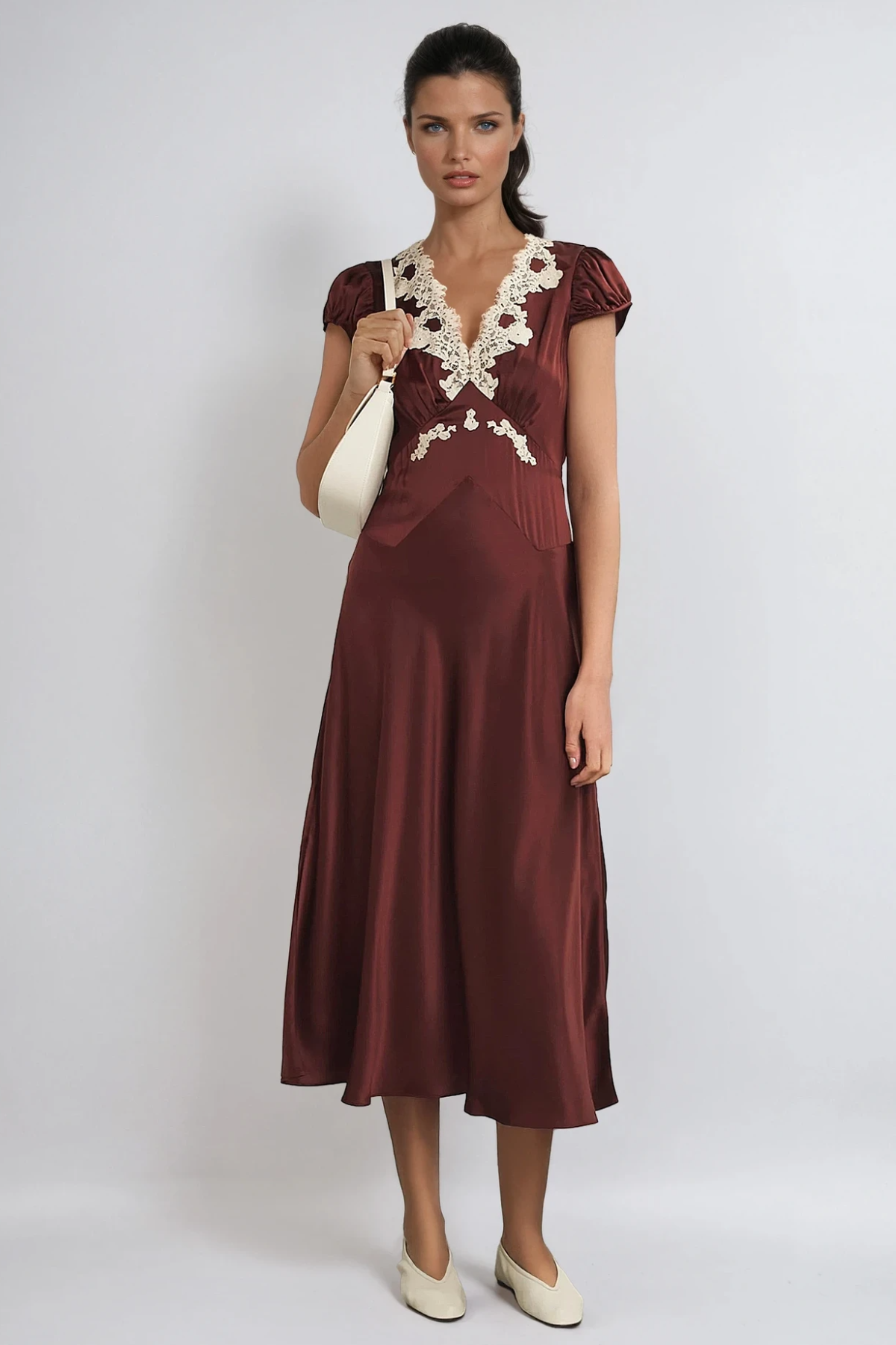 Fedlimid Plunge Lace Maxi Dress