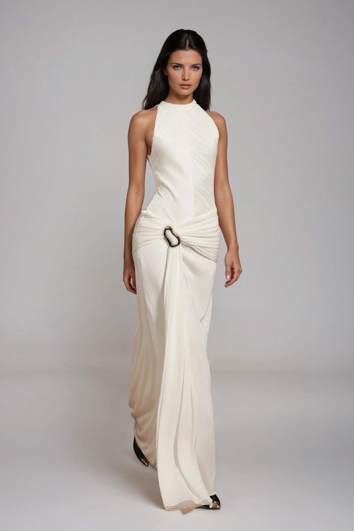 Djene Ruch Fringe Maxi Dress