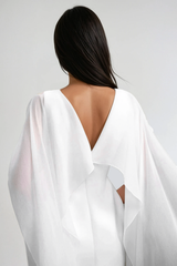 Davina Shawl Flower Mini Dress In White