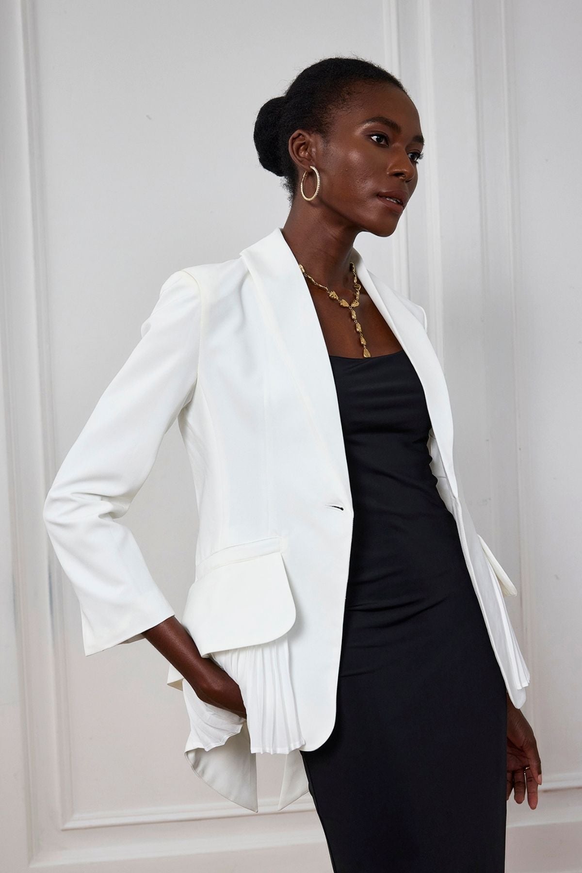 Indy Ruffle Ruch Asymmetric Blazer