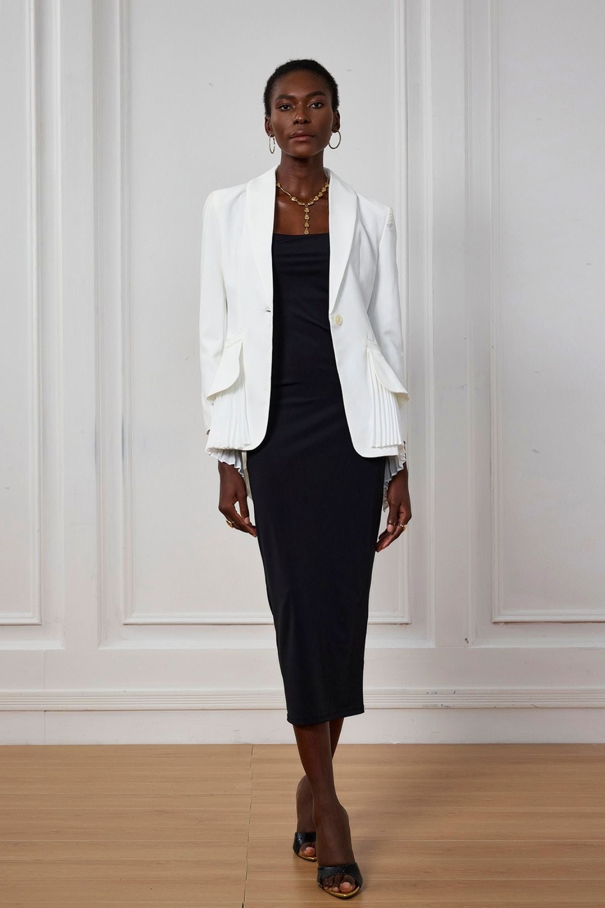 Indy Ruffle Ruch Asymmetric Blazer