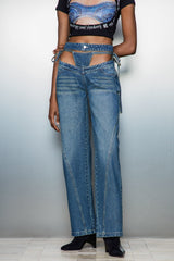 Keyla Deconstruct Low Rise Lace Up Jeans