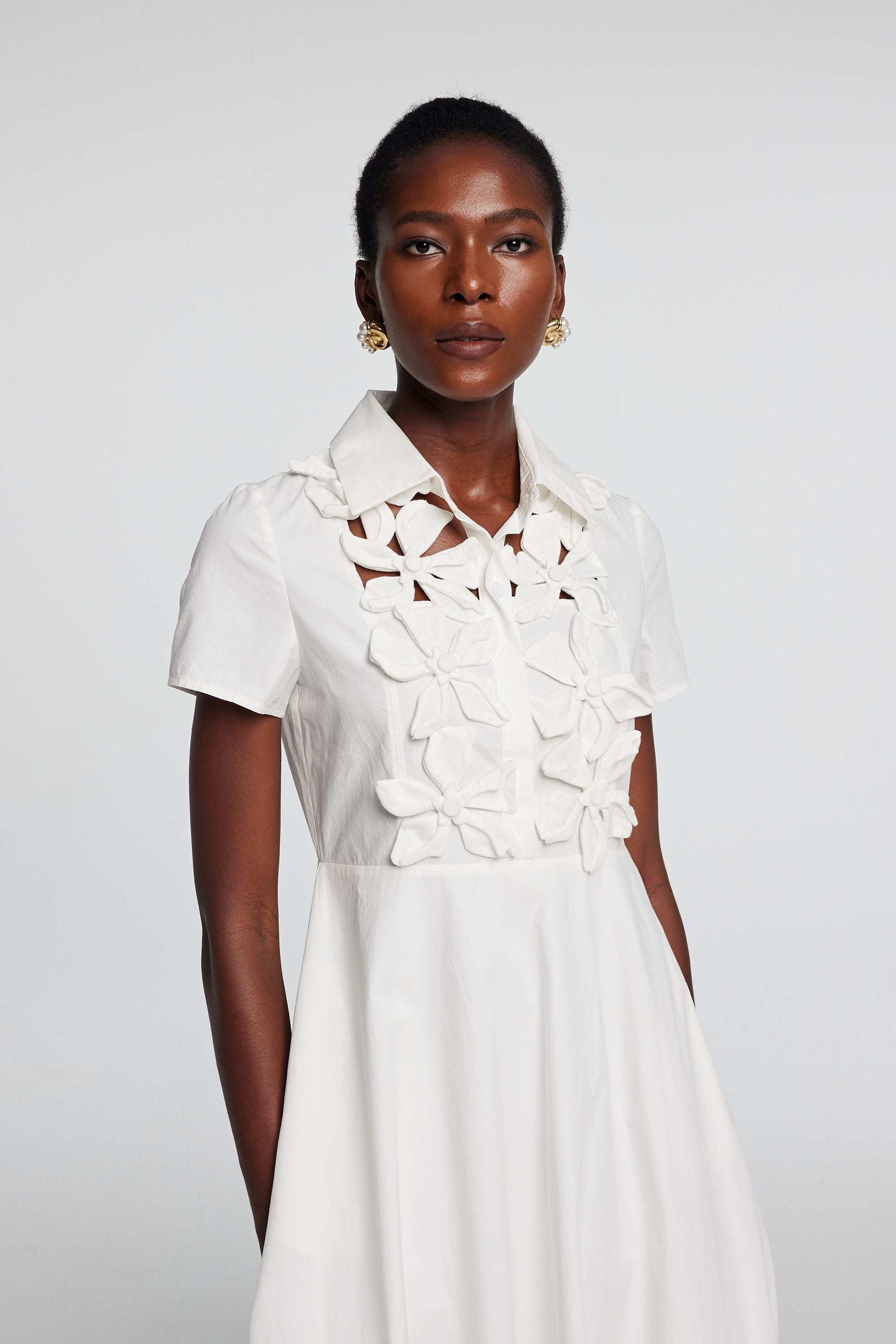 Kira Cutout Flower Short Sleeves Maxi Dress