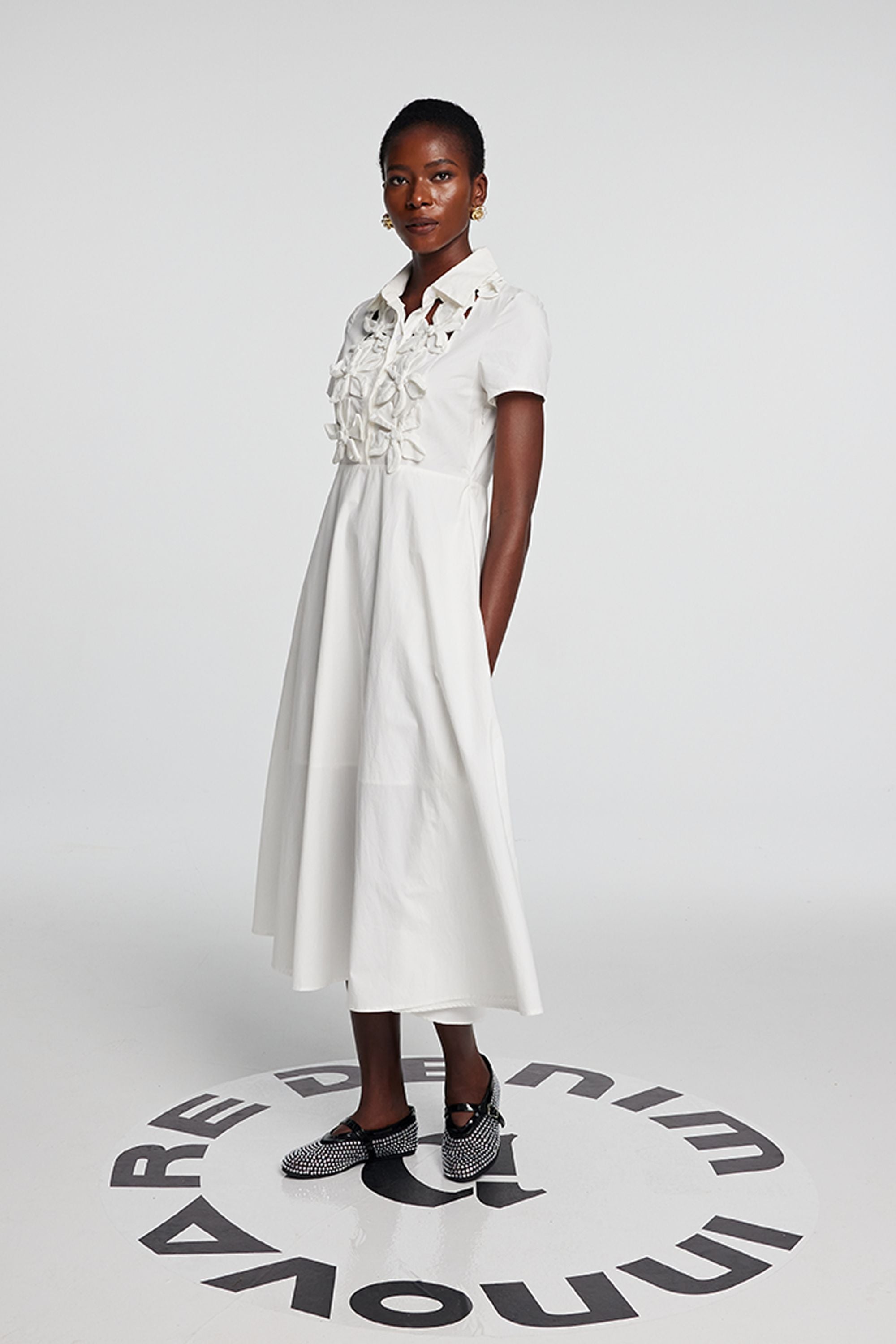 Kira Cutout Flower Short Sleeves Maxi Dress