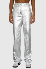 Kshiti Metallic Pants In Silver