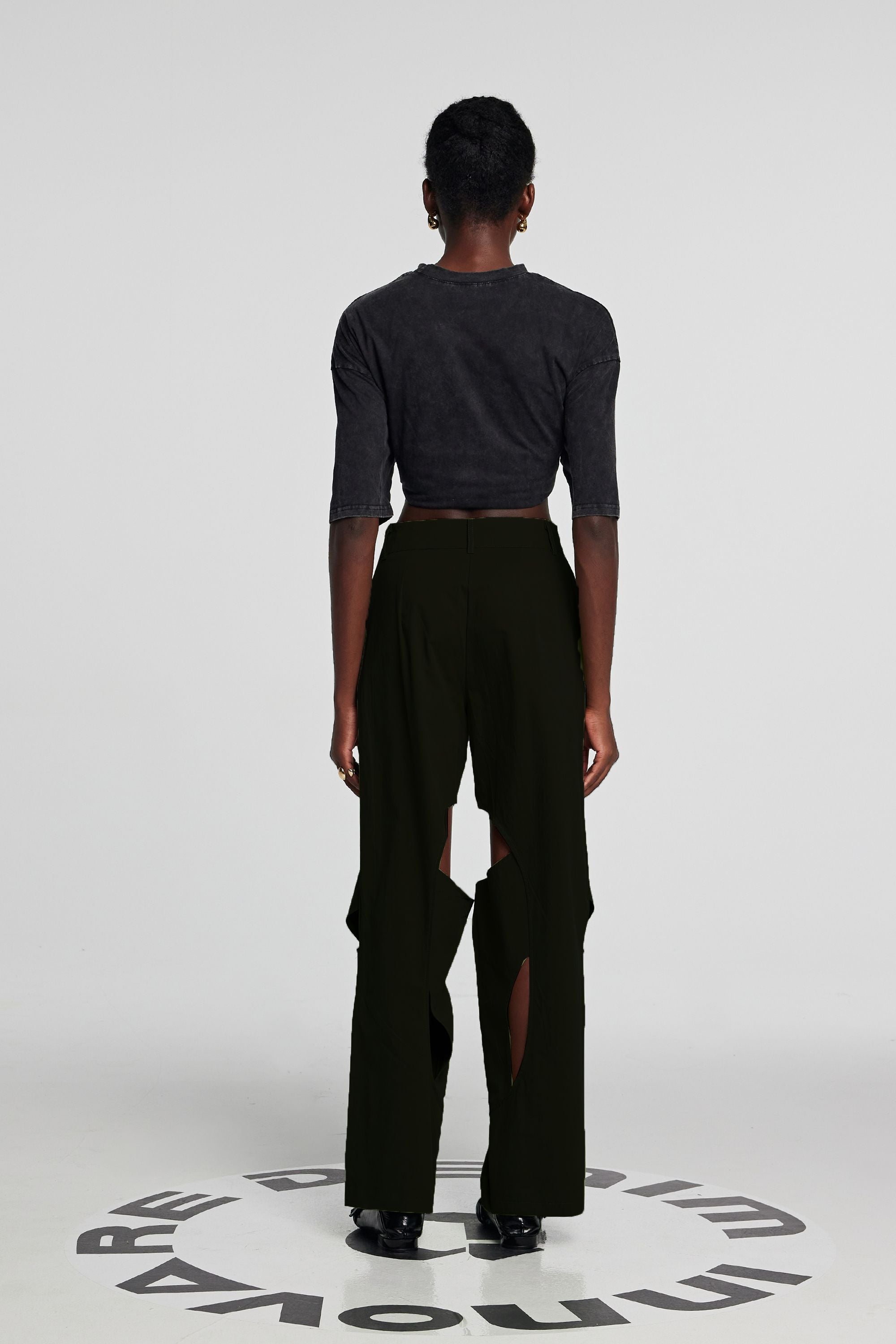 Leilany Cutout Cross Pants In Black