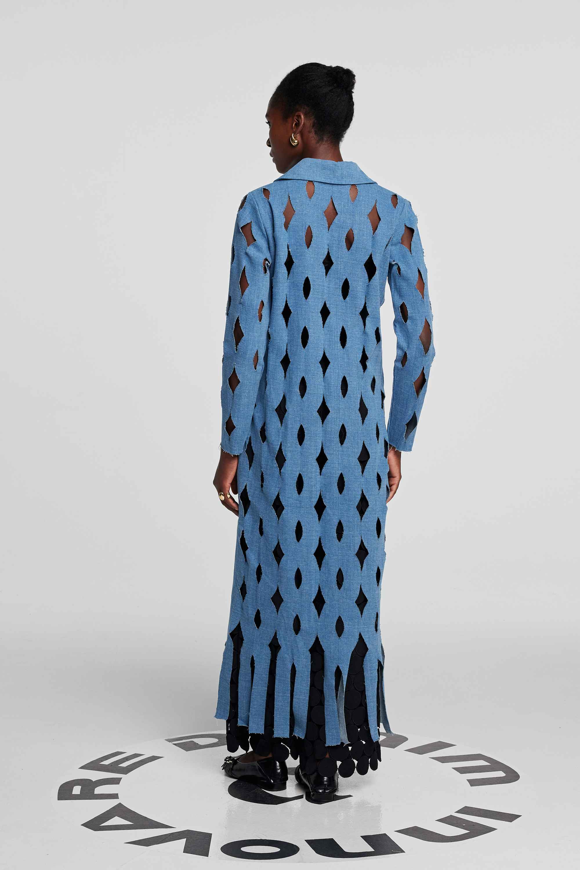 Lilly Geometric Cutout Denim Coat
