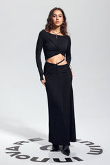 Padget Ruch Cutout Bodycon Skirt In Black