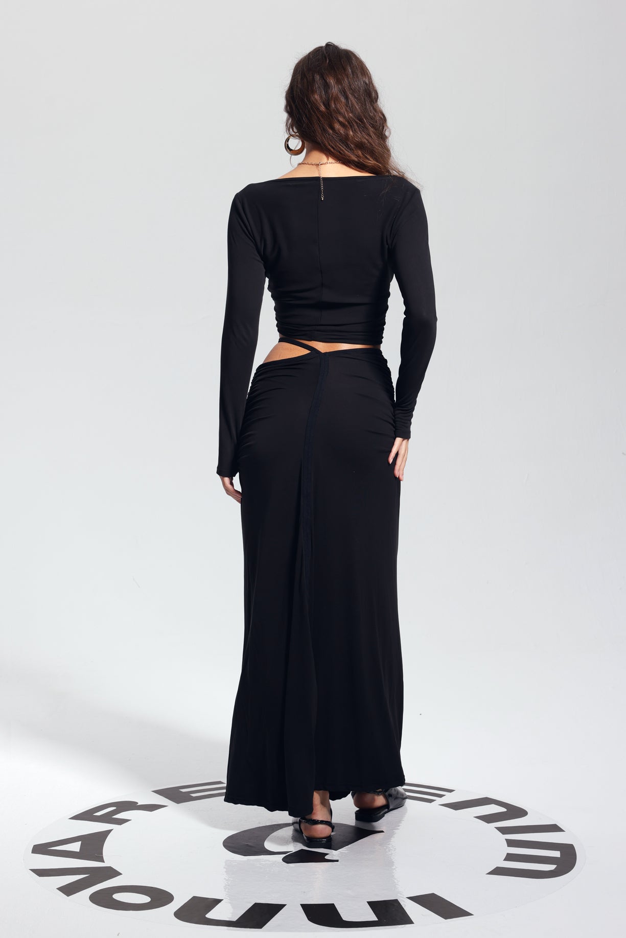 Padget Ruch Cutout Bodycon Skirt In Black
