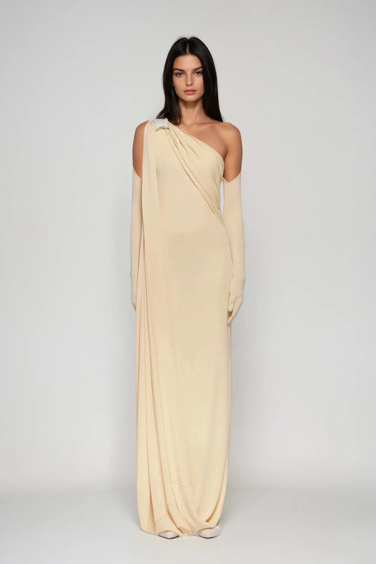 Pryndis One Shoulder Ruch Maxi Dress