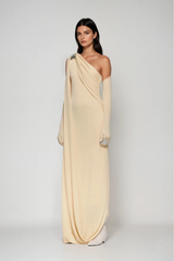 Pryndis One Shoulder Ruch Maxi Dress