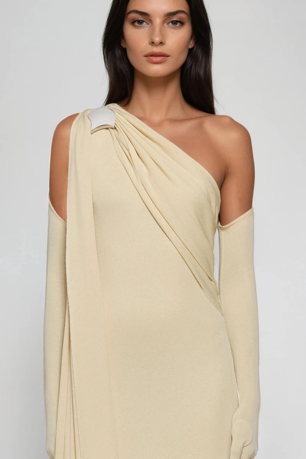 Pryndis One Shoulder Ruch Maxi Dress