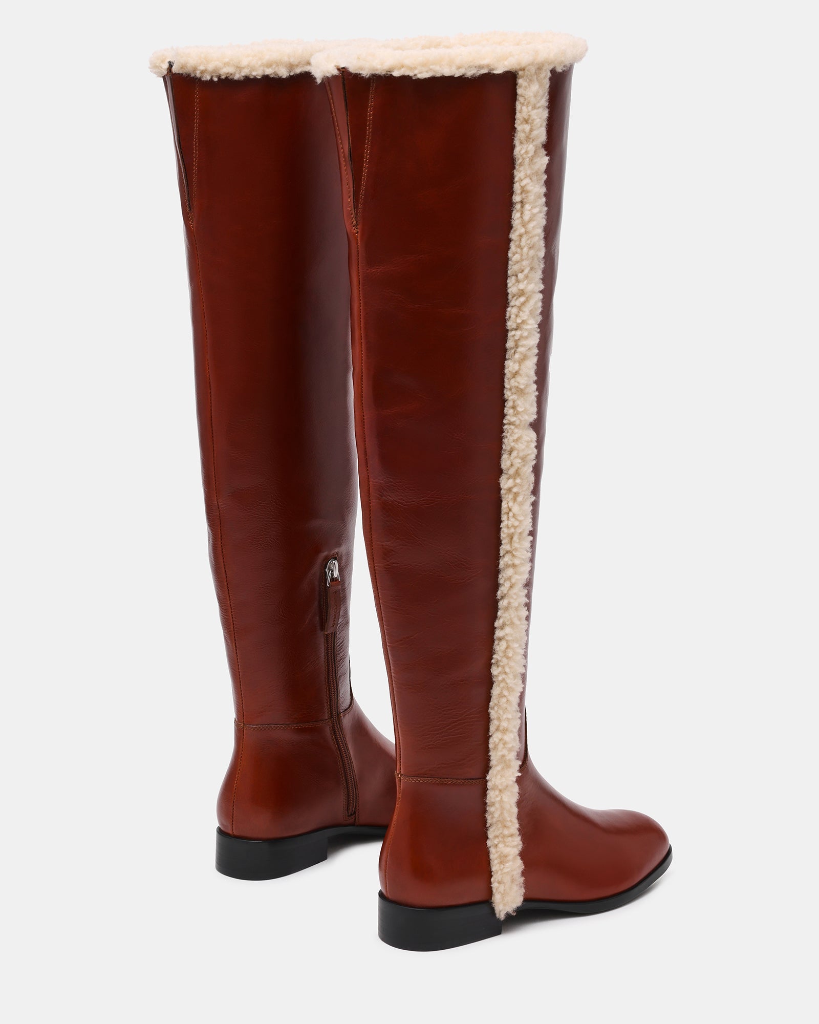 CANTER FAUX FUR COGNAC LEATHER