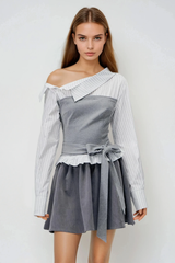 Wail One Shoulder Stripe Tie Up Top