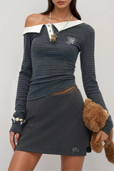Wail Stripe One Shoulder Top