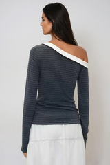 Wail Stripe One Shoulder Top