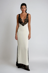 Wangui Plunge Lace Deconstruct Maxi Dress