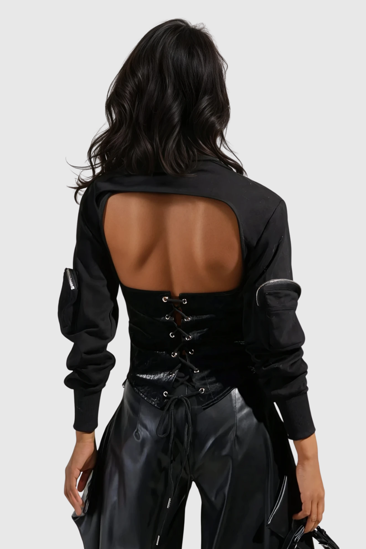 Waverley Asymmetric Zipper Lace Up Top