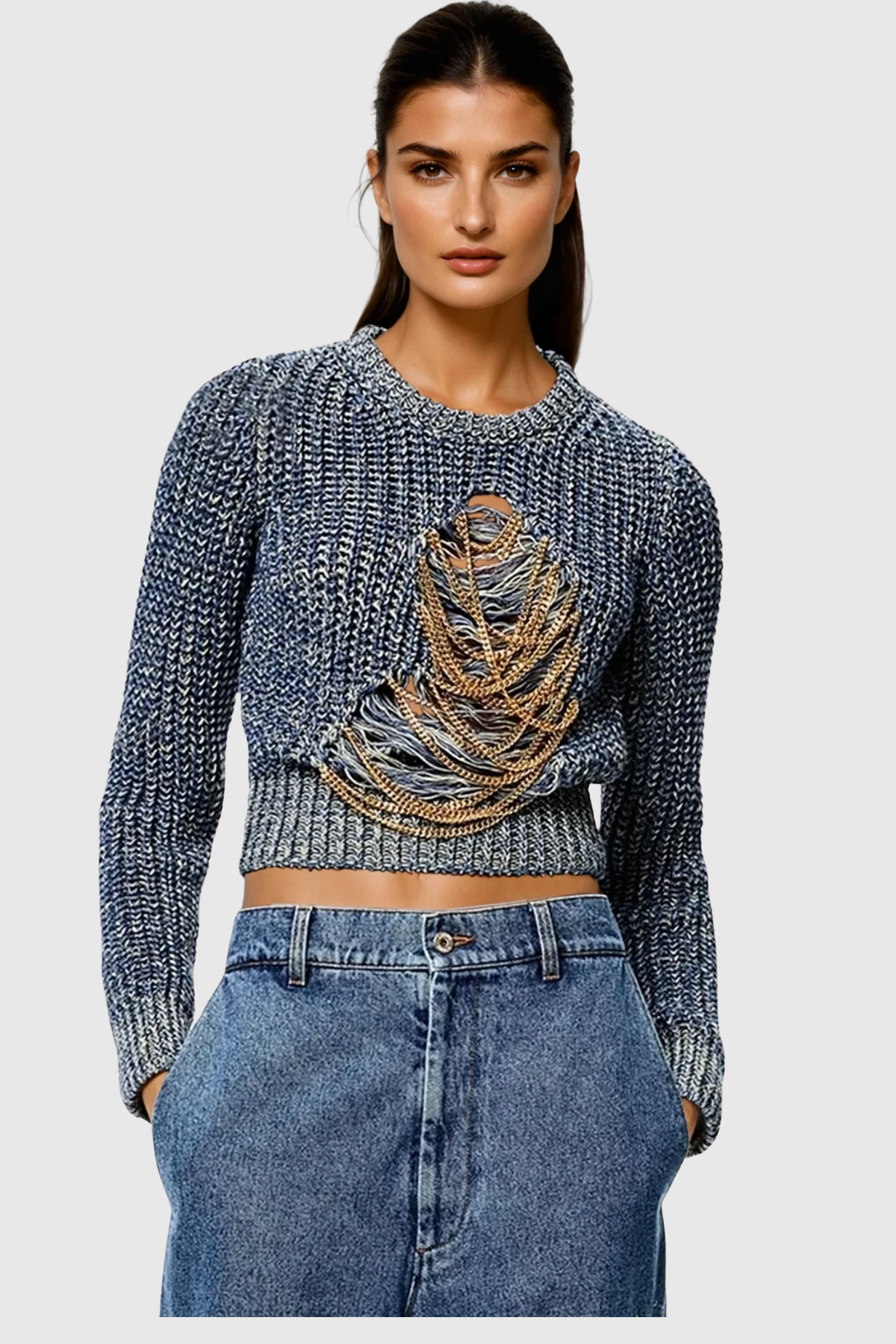 Xiomara Chain Cutout Knit Top