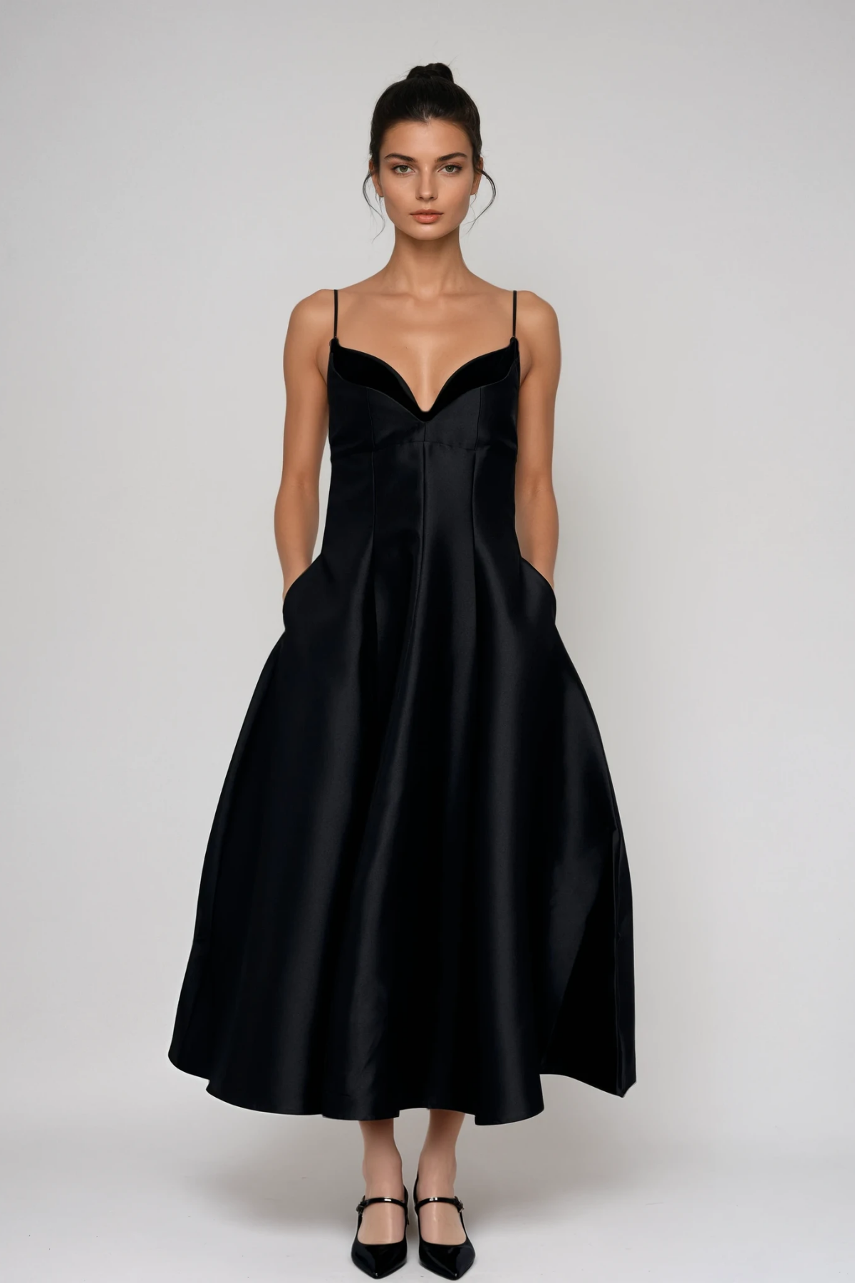 Zaahira Spaghetti Satin Midi Dress