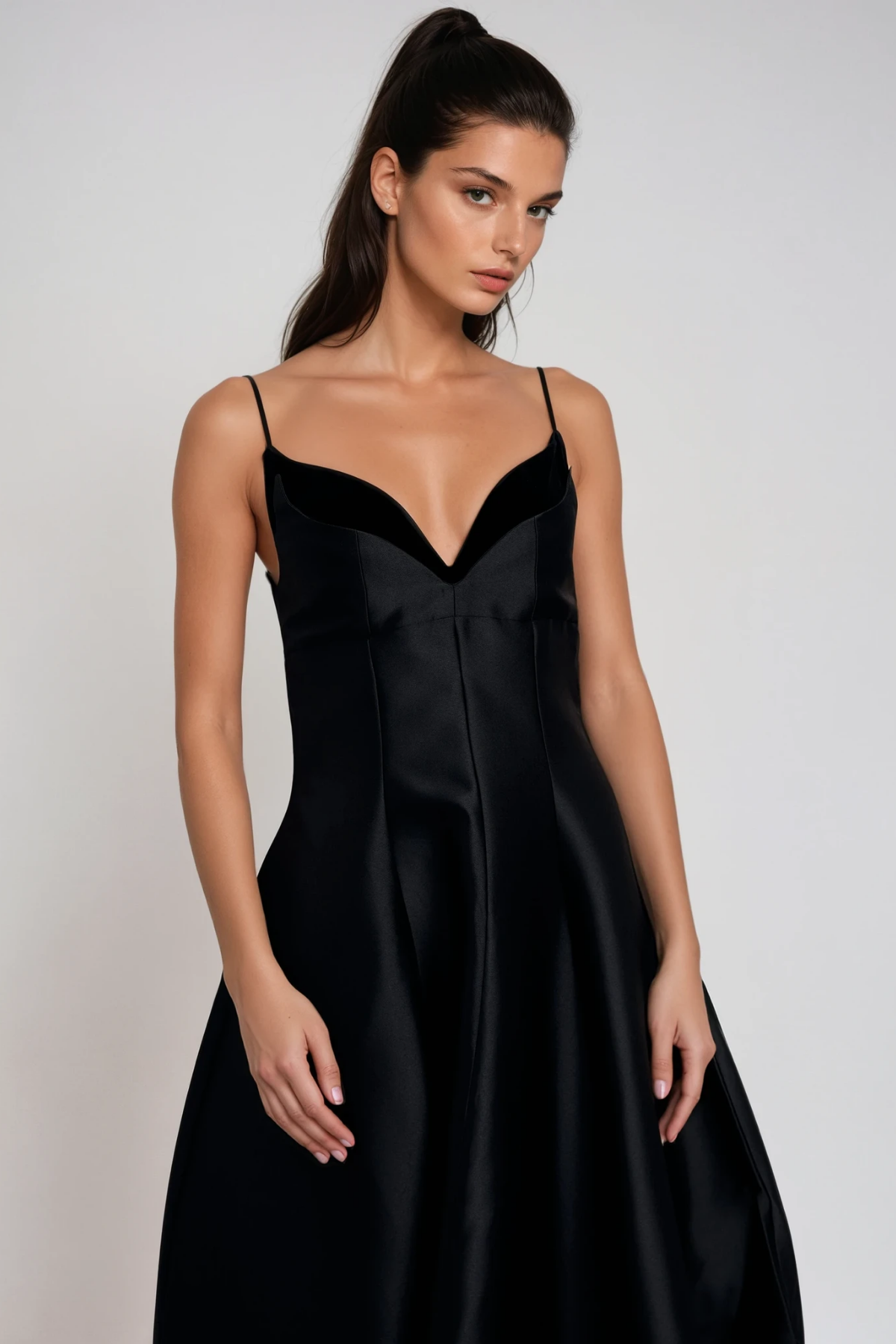 Zaahira Spaghetti Satin Midi Dress