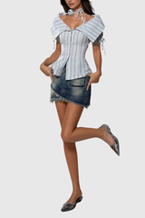 Zahi Stripe Off Shoulder Top