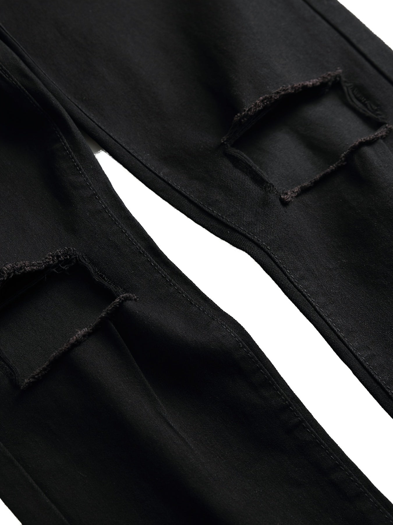 Stretch stretch pants for men's black ripped jeans