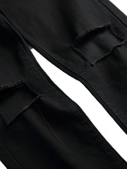Stretch stretch pants for men's black ripped jeans