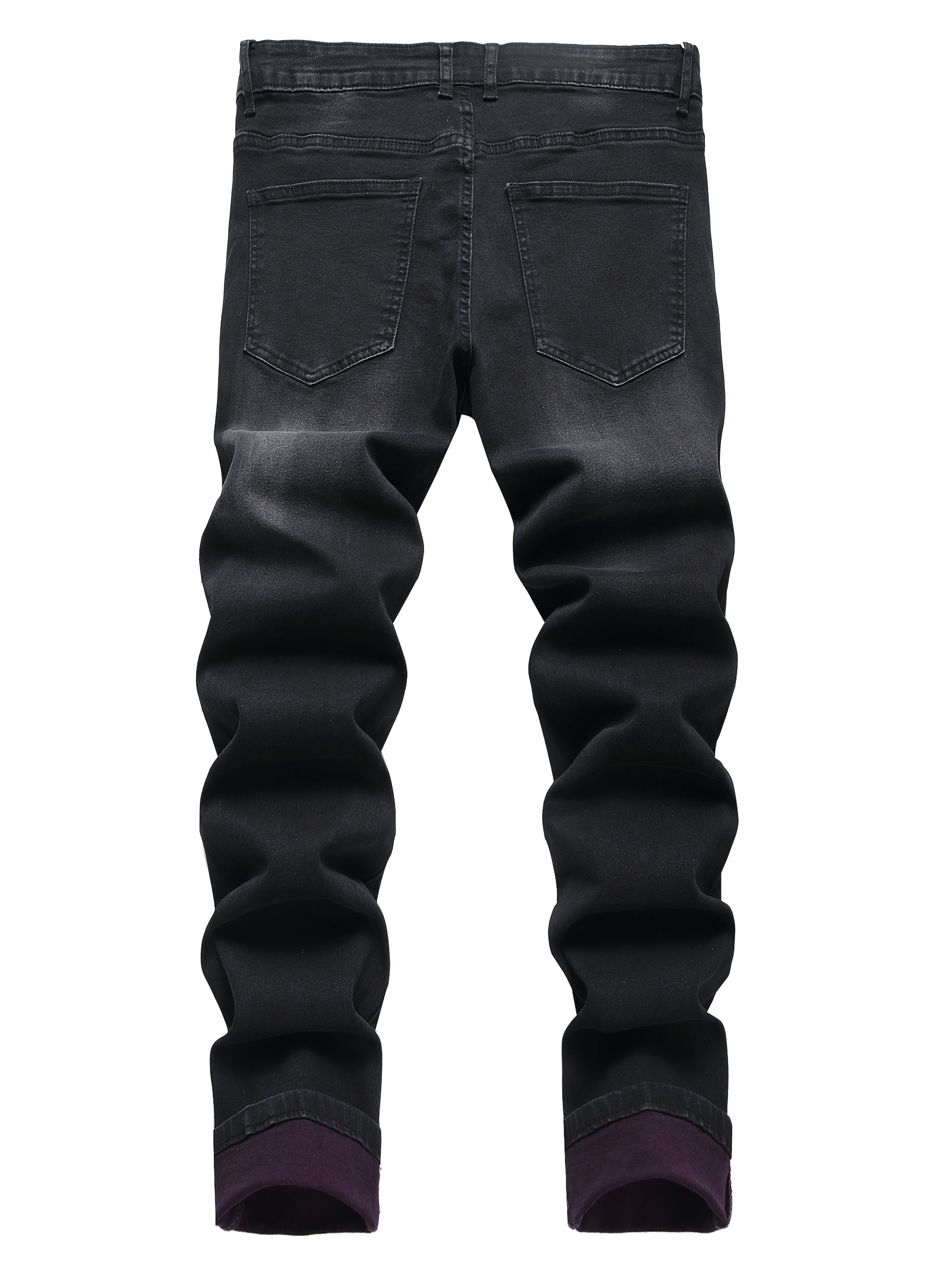 Men'S Purple And Black Distressed Denim Jeans