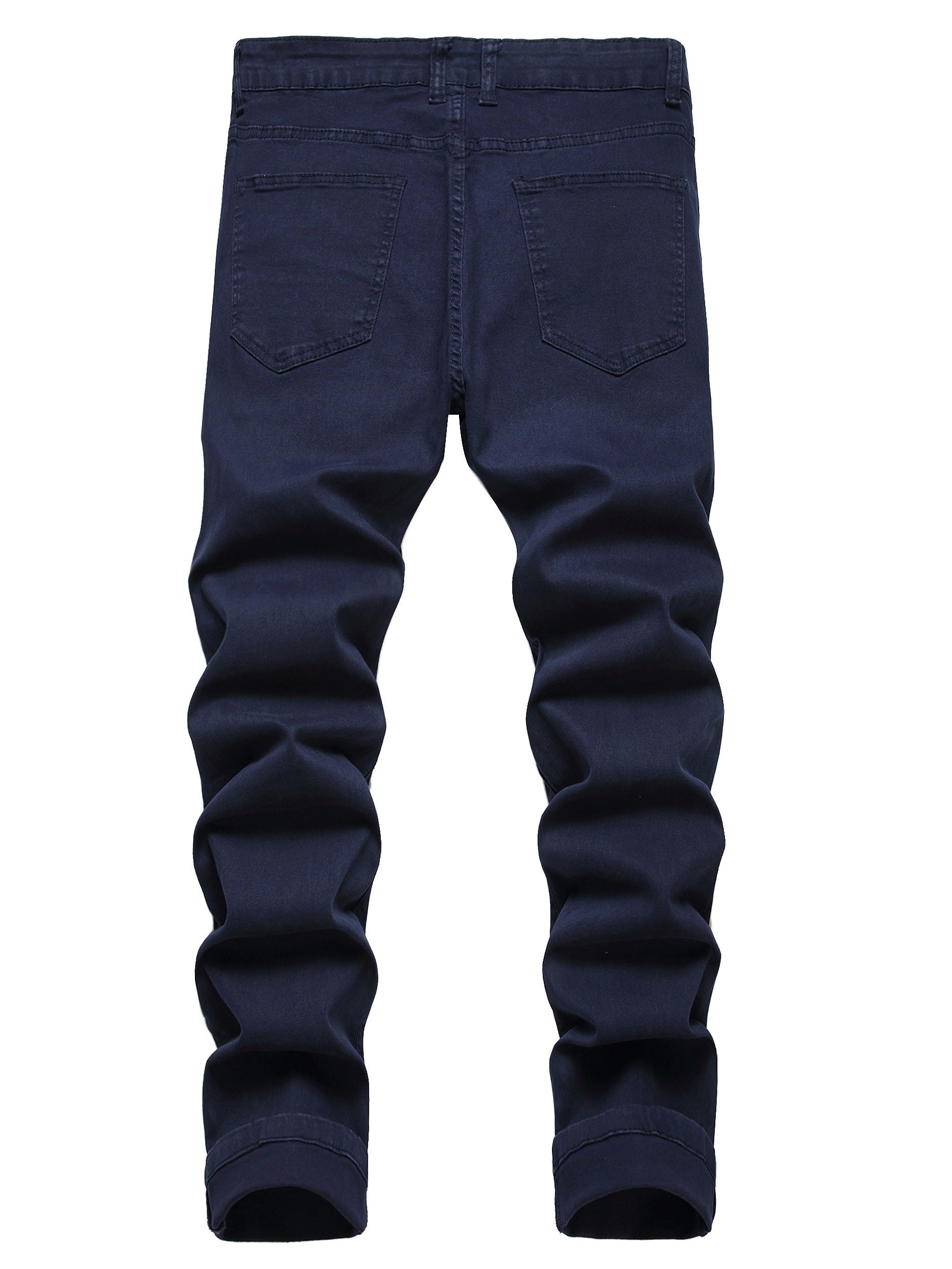 Sapphire Blue Men's Stretch Pants Men's casual ripped sapphire blue stretch pants