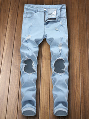 Men's stretch jeans with holes Men's stretch jeans with big holes