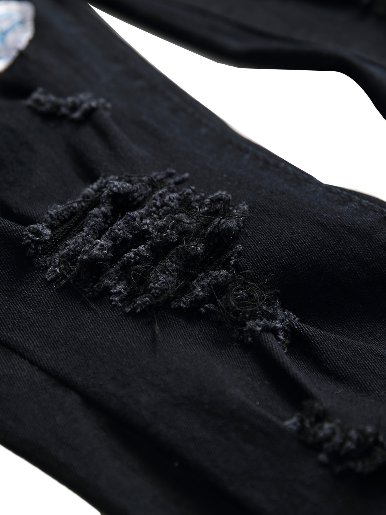 Men's Stretch Skinny Ripped Jeans, Black Embroider Fashionable Slim Fit  Jeans Pants for Men (1899)