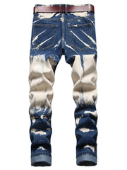 2 Torn Blue Ripped Slim Fit Jeans - Ultra-Slim, Artfully Distressed, Hip Hop Designer Fashion for Men - Vibrant Blue, Comfortable Pants for Everyday Wear