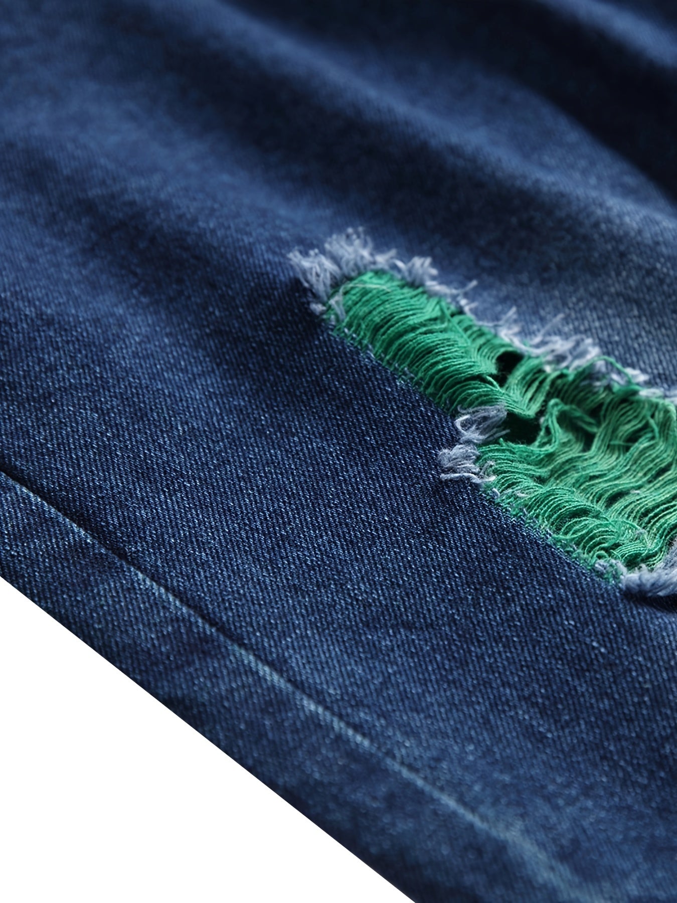 Straight tube men's fashion jeans Men's blue ripped straight tube slim fashion jeans